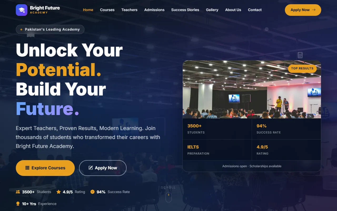 Bright Future Academy website screenshot