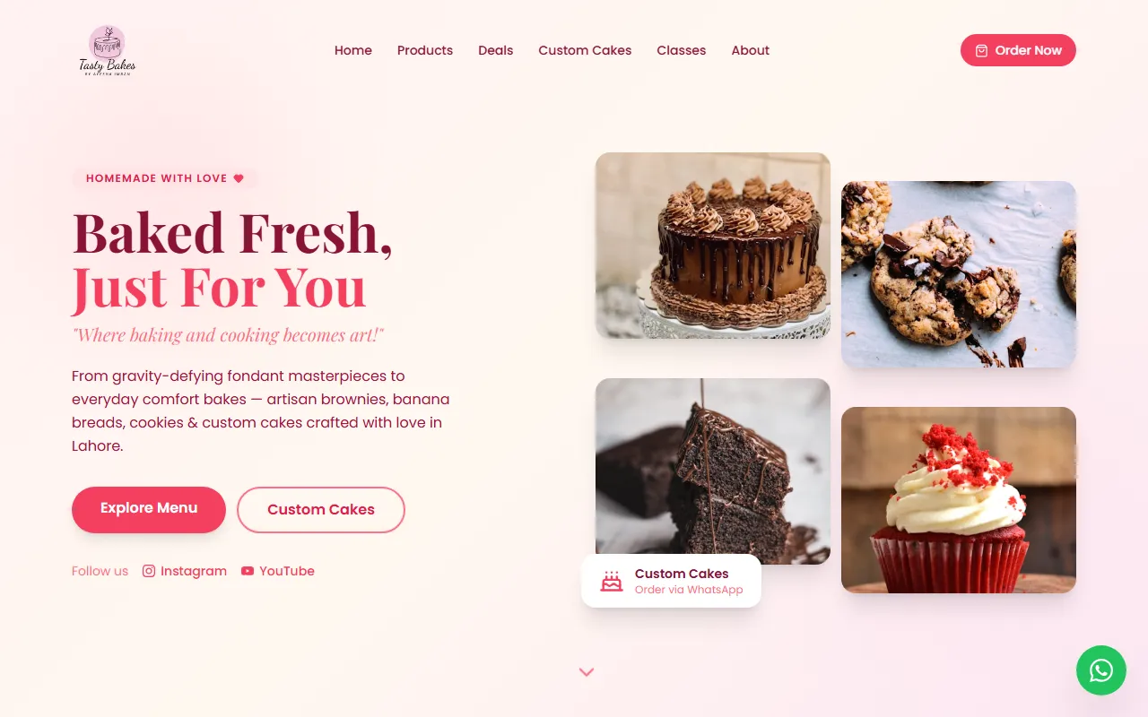 TastyBakes bakery website screenshot